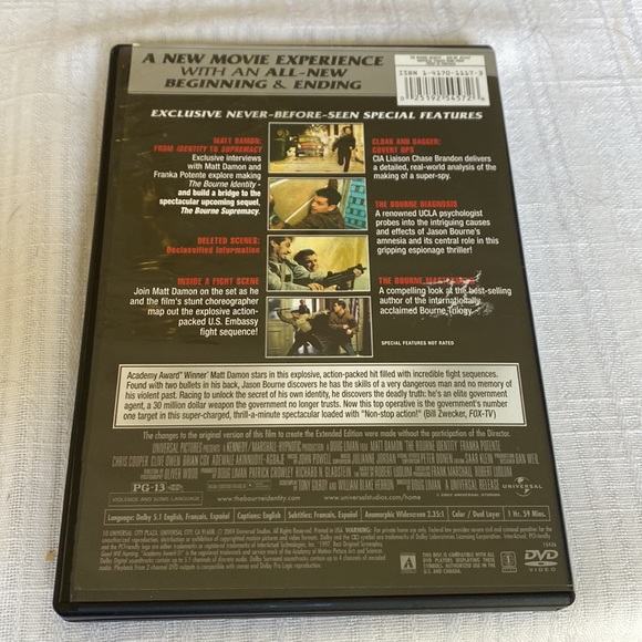 🎬PRICING🎬 The Bourne Identity DVD Widescreen Edition - Picture 2 of 6